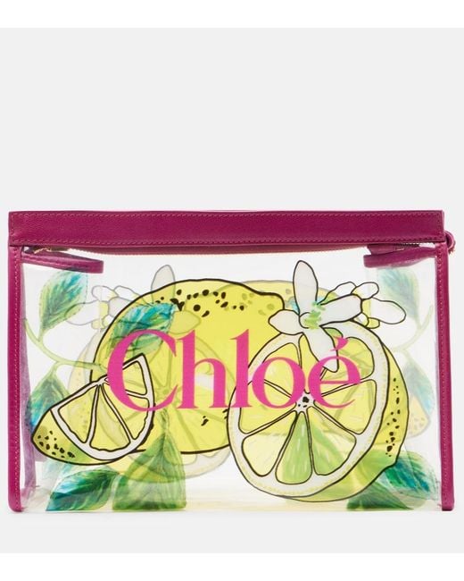 Chloé Purple Soleil Small Leather-Trimmed Pouch