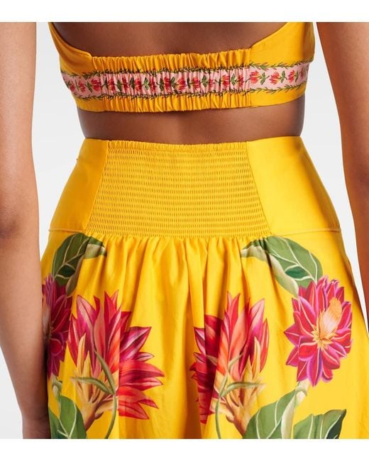 Jupe Midi Spring Amakeret En Coton A Fleurs Farm Rio en coloris Yellow