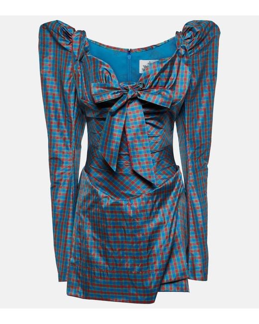 Vivienne Westwood Blue Iwona Checked Taffeta Mini Dress