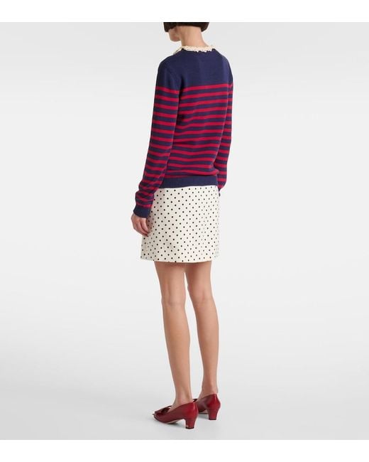 Valentino Blue Chez Striped Cotton Sweater