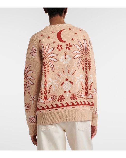 Alanui Pink Echoes Of The Island Wool And Cotton Sweater