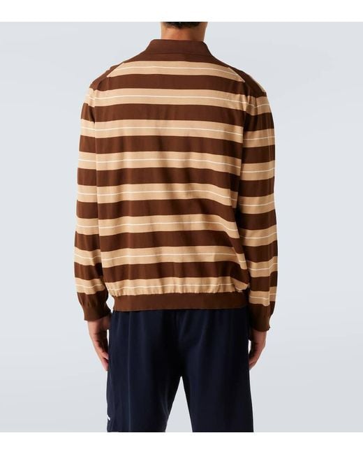 Polo De Algodon A Rayas Con Logo Miu Miu de hombre de color Brown