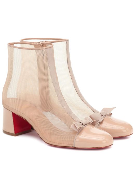 Christian Louboutin Natural Checkypoint Mesh Ankle Boots