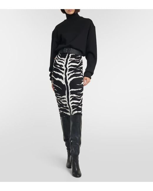 Gonna matita zebra nero bianco di Alaïa in Black