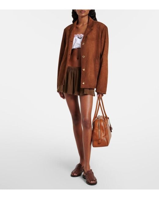Miu Miu Brown Vivant Medium Leather Bowling Bag