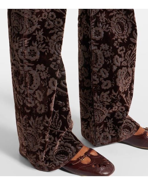 Chloé Black Bedruckte High-Rise-Hose Aus Samt