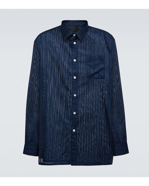 Givenchy Striped Cotton Voile Shirt in Blue for Men Lyst