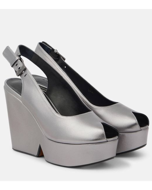 Robert Clergerie Gray Dylan Leather Wedge Sandals