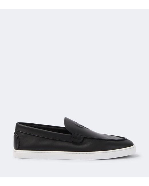 Christian Louboutin Black Neoclboat Leather Slip-On Shoes for men