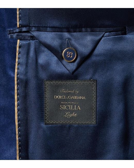 Dolce & Gabbana Blue Cotton Velvet Blazer for men