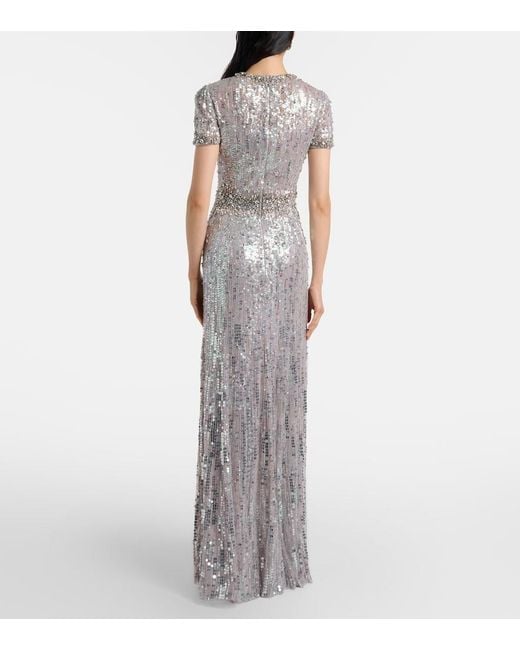 Jenny Packham Gray Celeste Embellished Gown