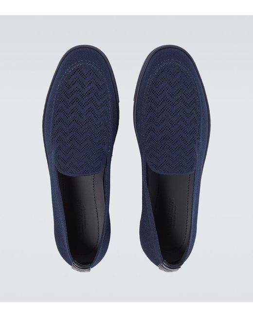 Giorgio Armani Blue Canvas Slip-On Shoes for men