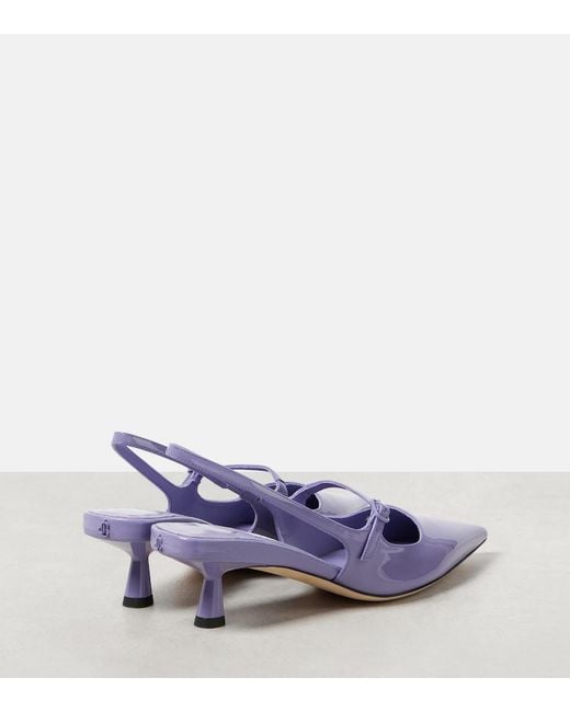 Jimmy Choo Purple Didi 45 Patent Leather Slingback Pumps