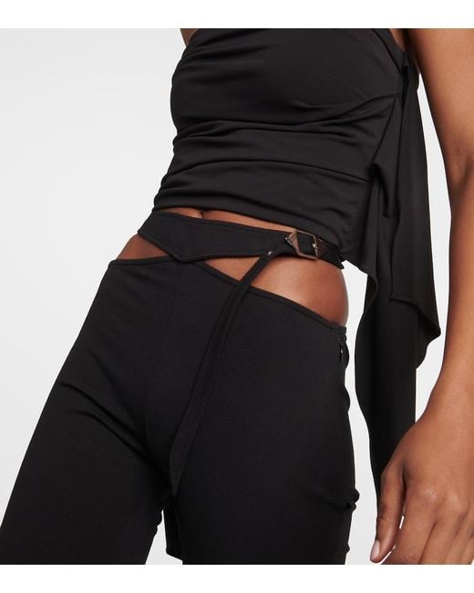 The Attico Black Cutout Jersey Flared Pants