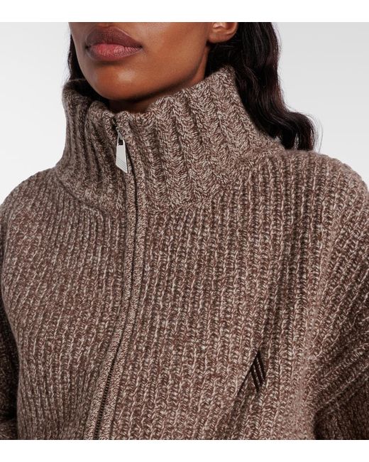 The Attico Brown Embroidered Wool And Cashmere Cardigan