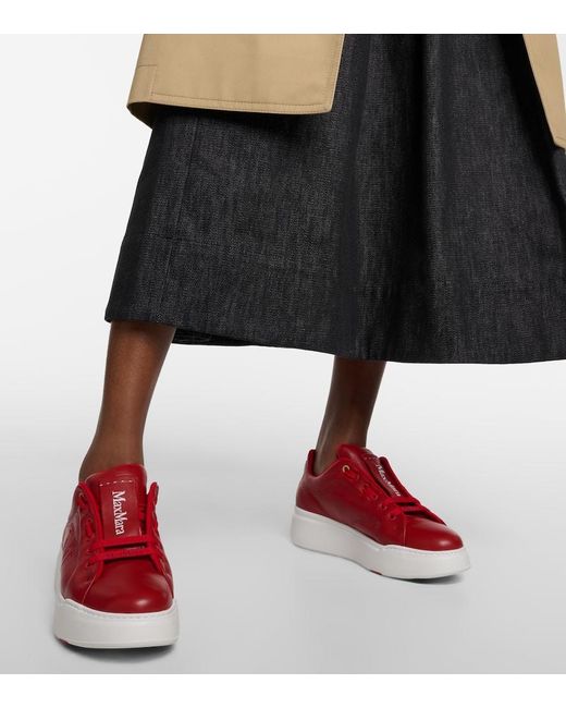 Max Mara Red Maxi Leather Sneakers