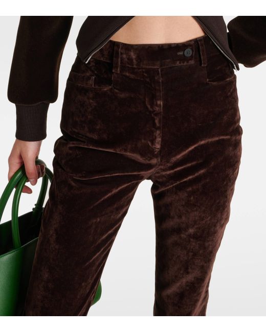 Pantalon a taille haute en velours Ferragamo en coloris Black