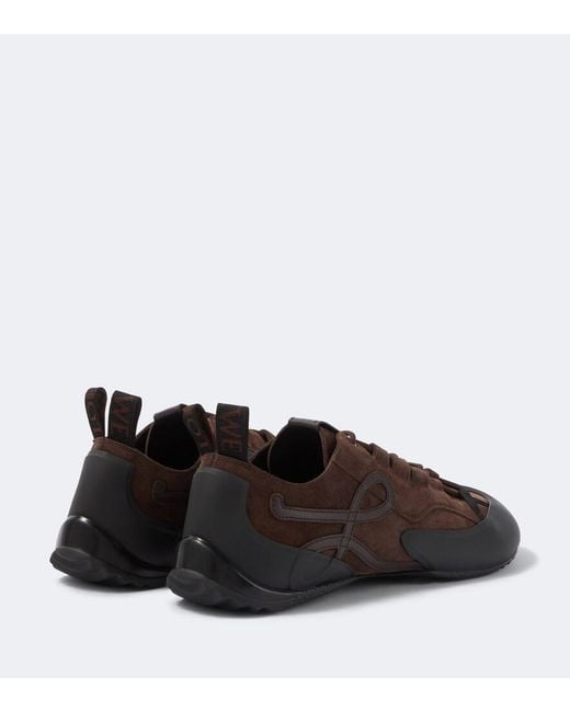 Loewe Brown Grip Anagram Suede Sneakers for men