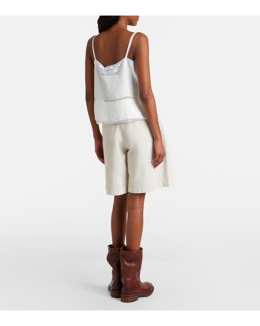 Bermudas De Gabardina De Algodon Prada de color White