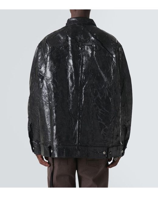 Rick Owens Black Coated Denim Jacket for men