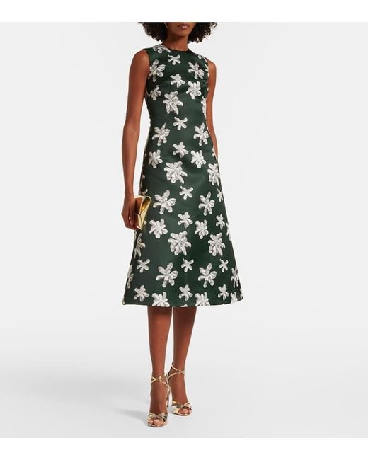 Emilia Wickstead Green Rumi Floral Genzianella Midi Dress