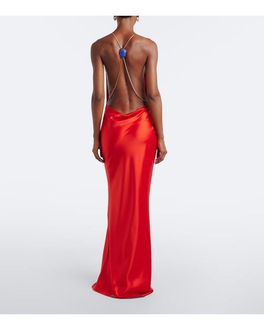 retroféte Red Arianell Embellished Satin Gown