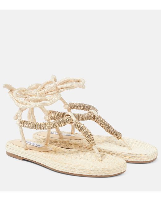 Aquazzura Natural Sunkissed Embellished Thong Sandals