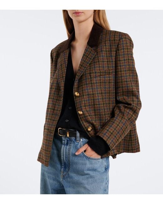 Blazé Milano Brown Amandira Shelley Checked Virgin Wool Blazer