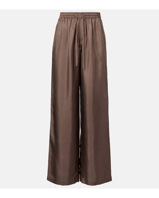 Rohe Brown Weite Hose Aus Seidensatin