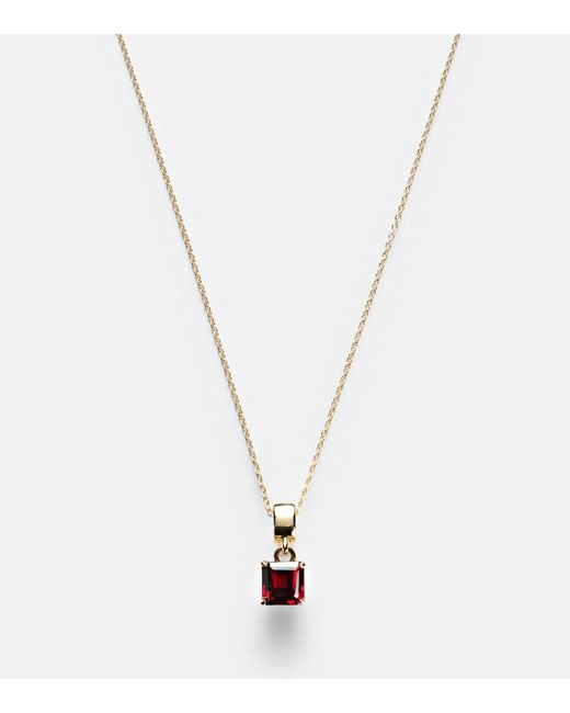 STONE AND STRAND White 10Kt Charm Necklace With Garnet