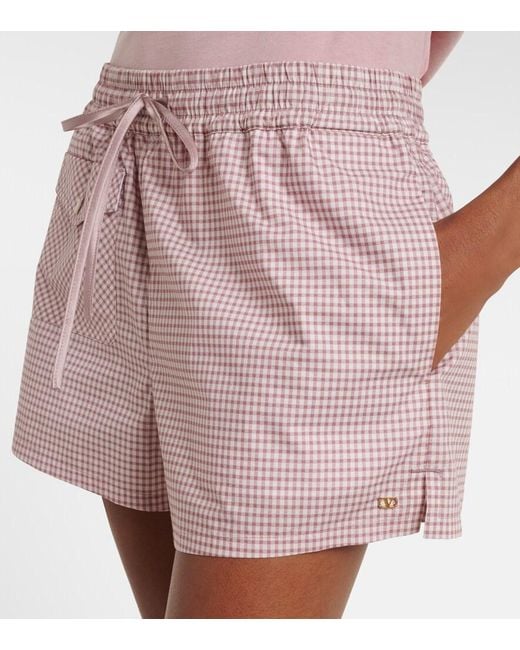Valentino Pink Gingham Cotton Shorts