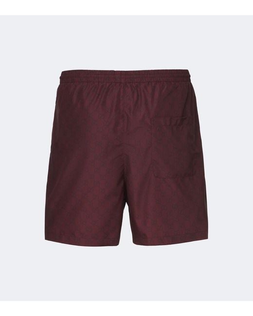 Gucci Purple Gg Poplin Swim Trunks for men