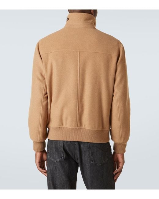 Brunello Cucinelli Brown Padded Shearling-Trimmed Cashmere Blouson for men