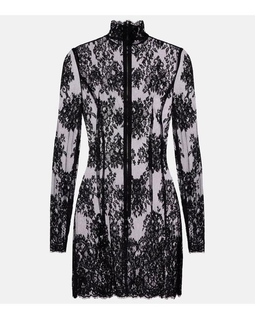 Dolce & Gabbana Black Cord Floral Lace Minidress