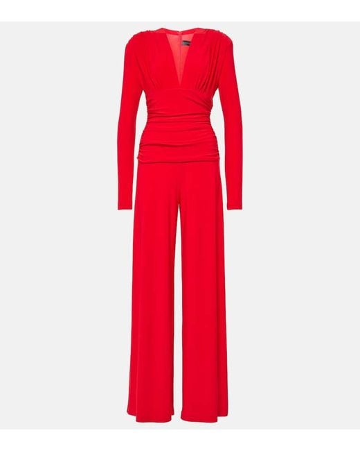 Norma Kamali Red Draped Wide-Leg Jumpsuit