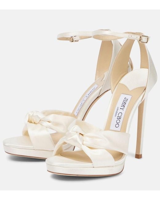 Jimmy Choo White Rosie 120 Satin Sandals
