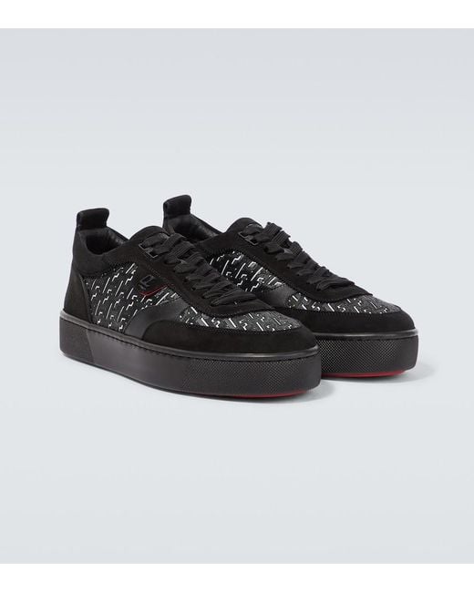 Christian Louboutin Black Rantulow Orlato Coated Canvas & Suede Sneaker for men
