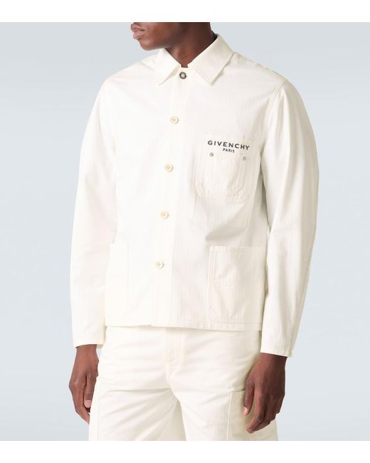Givenchy White Logo Cotton Canvas Jacket for men