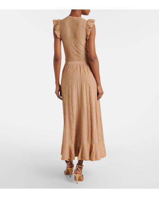 Zimmermann Brown Aster Pointelle Lame Maxi Skirt