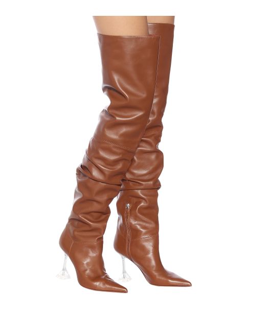 AMINA MUADDI Olivia Leather Over the knee Boots in Brown Lyst