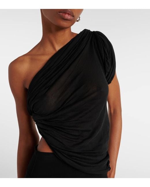 Rick Owens Black Asymmetrical Twisted T-Shirt For