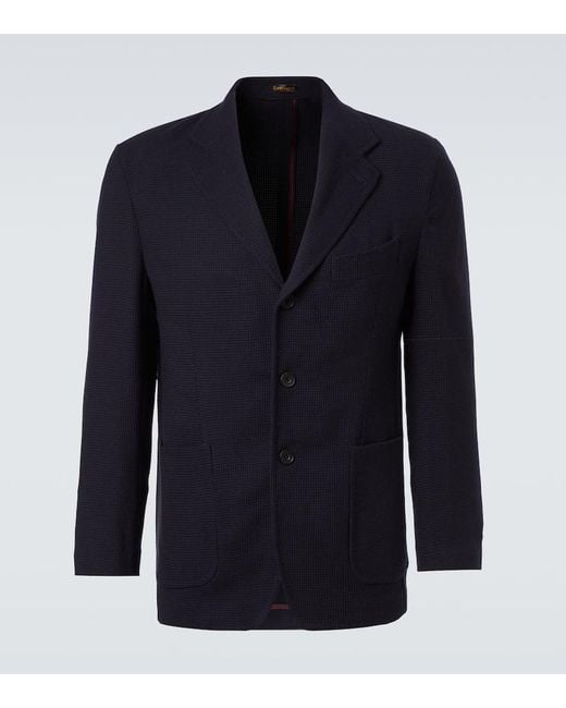 Rubinacci Blue Wool Blazer for men