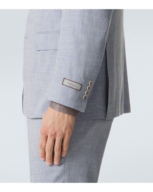 Canali Blue Linen And Wool Suit for men