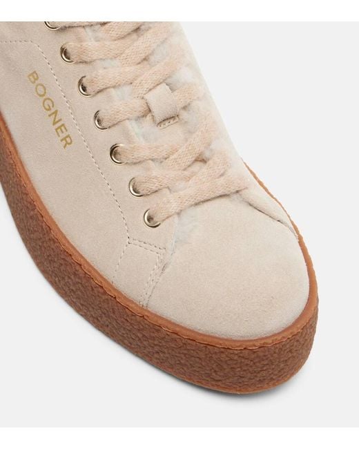 Bogner Natural Lucerne Shearling-Lined Suede Sneakers