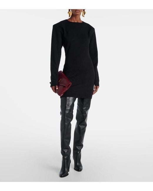 Saint Laurent Black Julia 85 Leather Over-The-Knee Boots