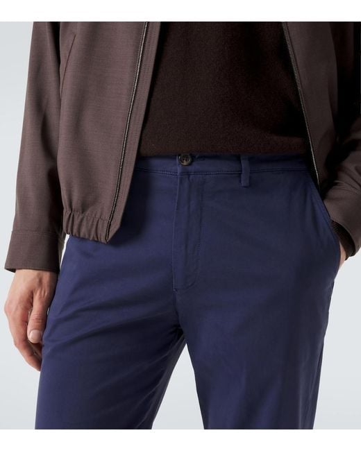 Eleventy Blue Cotton Straight Pants for men