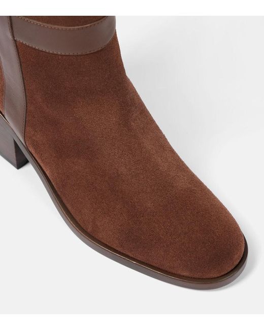 Robert Clergerie Brown Lyube 65 Shearling-Lined Suede Knee-High Boots