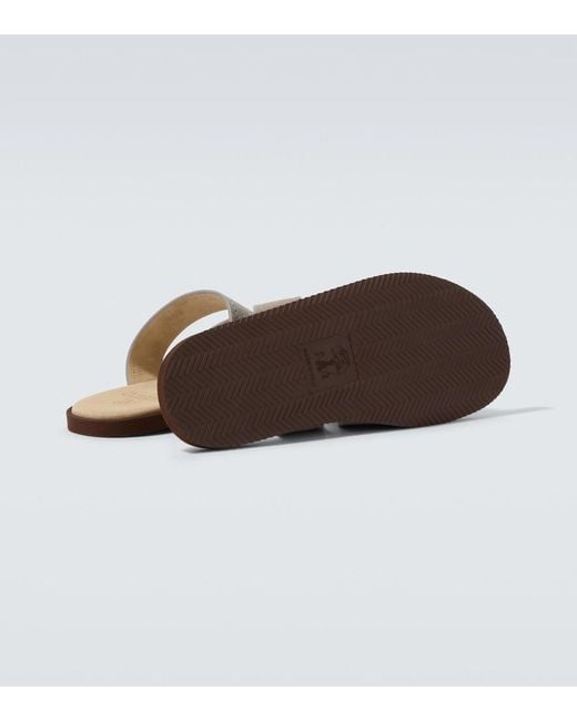 Brunello Cucinelli White Logo Suede Sandals for men
