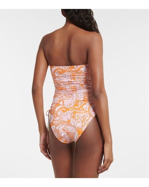 Melissa Odabash White Sydney Printed Bandeau Swimsuit