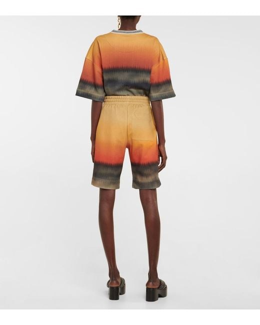 Dries Van Noten Orange Printed Cotton Jersey Shorts